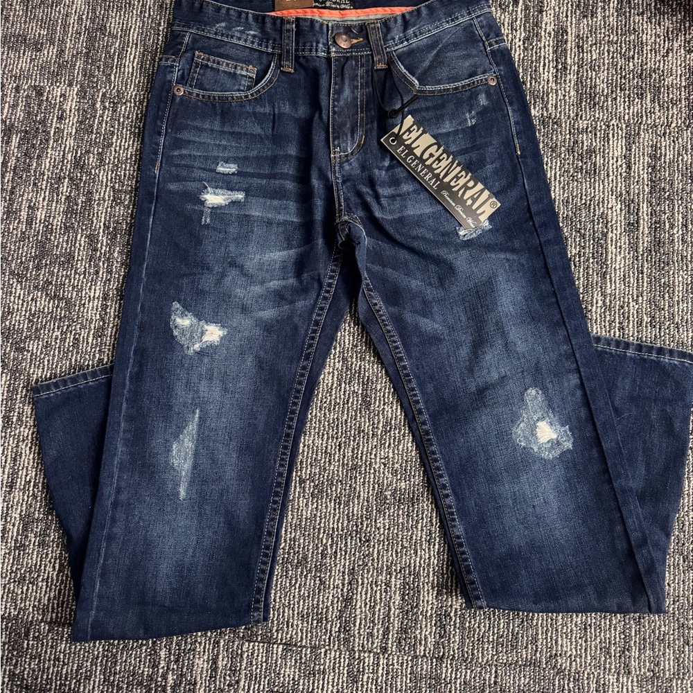 Men's Distressed Blue Jeans